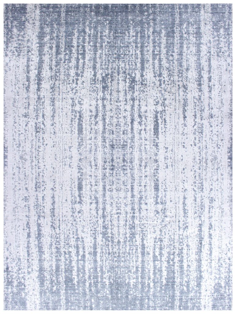 Rug 745 is a rough-striped blue and silver pattern.